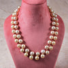 Natural Light Golden color South Sea Pearl Two String Necklace with Ruby by Bhagyaratnam