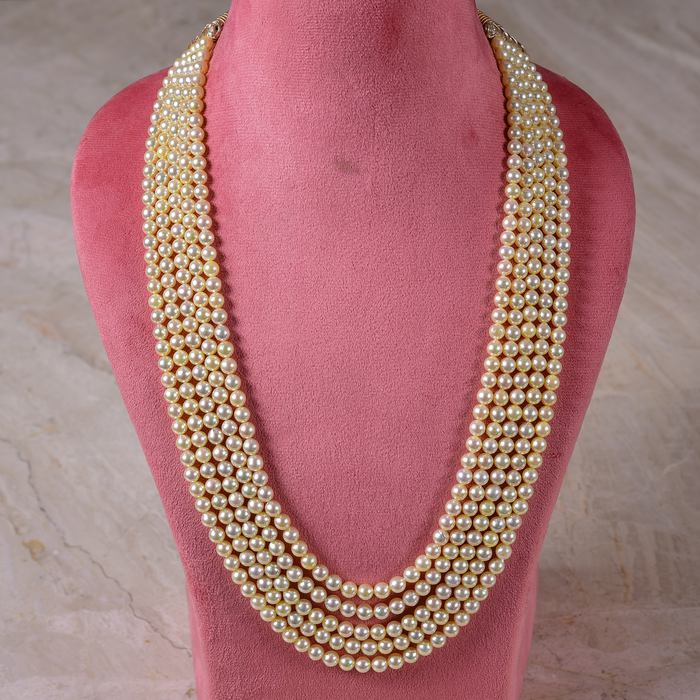 Genuine Fine Akoya Pearl Five Strands Necklace by Bhagyaratnam