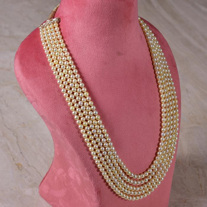 Genuine Fine Akoya Pearl Five Strands Necklace by Bhagyaratnam