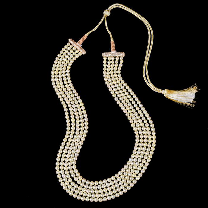 Fine Akoya Pearl Five Strands Necklace by Bhagyaratnam