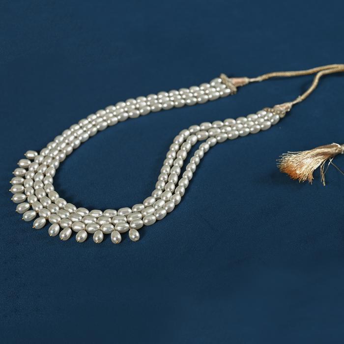 Freshwater Rice Pearl 6mm Necklace by Bhagyaratnam