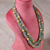 Russian Emerald Multiple Strings Necklace with Fine Round Golden South Sea Pearl by Bhagyaratnam