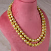 Two Strings Golden South Sea Baroque Pearl Necklace by Bhagyaratnam